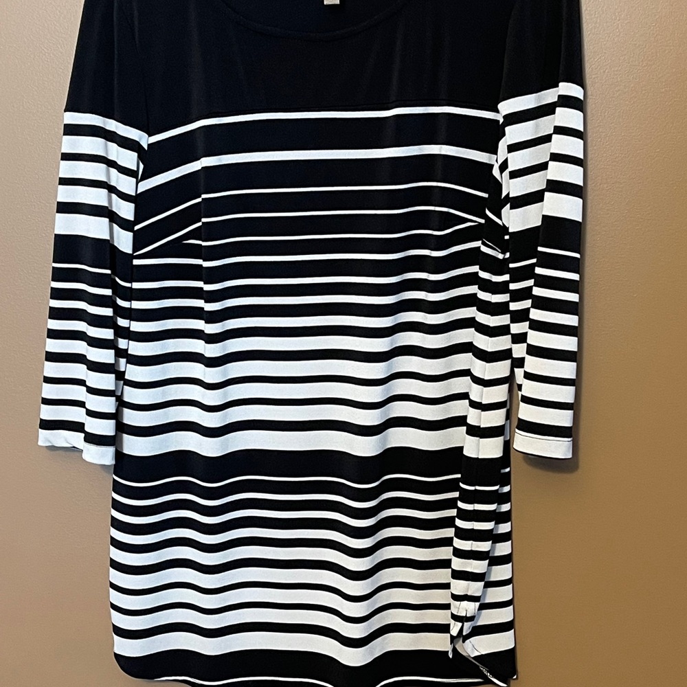 Black and white striped maternity top